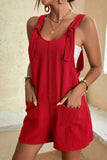 LC6412245-3-S, LC6412245-3-M, LC6412245-3-L, LC6412245-3-XL, LC6412245-3-2XL, Adjustable Straps Pocketed Textured Romper