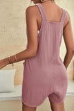 LC6412245-10-S, LC6412245-10-M, LC6412245-10-L, LC6412245-10-XL, LC6412245-10-2XL, Pink Adjustable Straps Pocketed Textured Romper