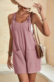 LC6412245-10-S, LC6412245-10-M, LC6412245-10-L, LC6412245-10-XL, LC6412245-10-2XL, Pink Adjustable Straps Pocketed Textured Romper