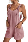 LC6412245-10-S, LC6412245-10-M, LC6412245-10-L, LC6412245-10-XL, LC6412245-10-2XL, Pink Adjustable Straps Pocketed Textured Romper