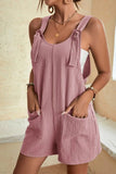 LC6412245-10-S, LC6412245-10-M, LC6412245-10-L, LC6412245-10-XL, LC6412245-10-2XL, Pink Adjustable Straps Pocketed Textured Romper