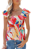 LC2569422-22-S, LC2569422-22-M, LC2569422-22-L, LC2569422-22-XL, Multicolor Square Neck Abstract Print Tank Top	