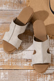 BH022617-11-37, BH022617-11-38, BH022617-11-39, BH022617-11-40, BH022617-11-41, BH022617-11-42, BH022617-11-43, Gray Womens Peep Toe Platform Flat Shoes Cut Out Rivet Slip-on Wedges Sandal Slippers