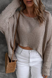 LC2722949-11-S, LC2722949-11-M, LC2722949-11-L, LC2722949-11-XL, Gray Slouchy Dolman Sleeve High Low Sweater