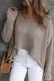 LC2722949-11-S, LC2722949-11-M, LC2722949-11-L, LC2722949-11-XL, Gray Slouchy Dolman Sleeve High Low Sweater