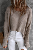 LC2722949-11-S, LC2722949-11-M, LC2722949-11-L, LC2722949-11-XL, Gray Slouchy Dolman Sleeve High Low Sweater