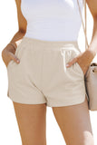 LC731230-18-S, LC731230-18-M, LC731230-18-L, LC731230-18-XL, Apricot Tweed Wide Elastic Band High Waist Shorts