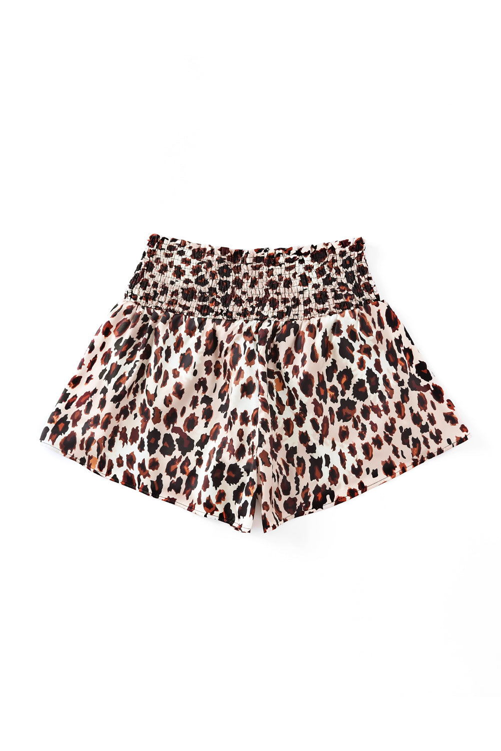 LC731257-20-S, LC731257-20-M, LC731257-20-L, LC731257-20-XL, Leopard  Print Smocked Waistband High Waist Casual Shorts
