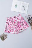 LC731280-6-S, LC731280-6-M, LC731280-6-L, LC731280-6-XL, Rose Leopard Print Flutter Casual Shorts