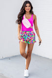 LC731248-1022-S, LC731248-1022-M, LC731248-1022-L, LC731248-1022-XL, Multicolor Leopard High Waisted Athletic Shorts