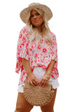 Women's Floral Ruffled Baggy Sleeve V-Neck Plus Size Blouse