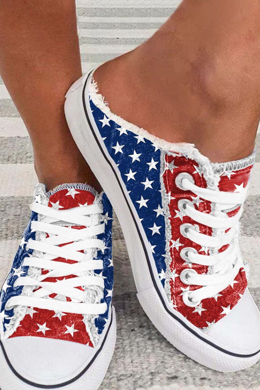 BH022624-3-38, BH022624-3-39, BH022624-3-43, BH022624-3-42, BH022624-3-41, BH022624-3-40, Red Women's The USA Flag Print Canvas Shoes Slip On Sneaker