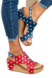 BH022544-22-37, BH022544-22-38, BH022544-22-39, BH022544-22-40, BH022544-22-41, BH022544-22-42, BH022544-22-43, Multicolor Womens Open Toe Platform Sandals Contrast Stars Print Slip on Wedge Sandals