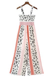 LC6411870-10-S, LC6411870-10-M, LC6411870-10-L, LC6411870-10-XL, Pink Leopard Color Block Mix Print Pocketed Jumpsuit