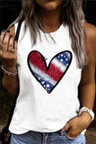 LC2569882-1-S, LC2569882-1-M, LC2569882-1-L, LC2569882-1-XL, LC2569882-1-2XL, White Women's American Flag Heart Print Tee Tops Sleeveless Summer Tank Tops