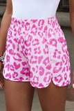 LC731248-10-S, LC731248-10-M, LC731248-10-L, LC731248-10-XL, Pink Leopard High Waisted Athletic Shorts