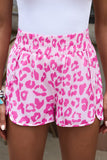 LC731248-10-S, LC731248-10-M, LC731248-10-L, LC731248-10-XL, Pink Leopard High Waisted Athletic Shorts