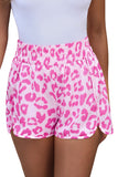 LC731248-10-S, LC731248-10-M, LC731248-10-L, LC731248-10-XL, Pink Leopard High Waisted Athletic Shorts