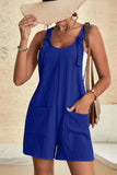 LC6412245-5-S, LC6412245-5-M, LC6412245-5-L, LC6412245-5-XL, LC6412245-5-2XL, Blue Adjustable Straps Pocketed Textured Romper