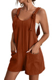 LC6412245-17-S, LC6412245-17-M, LC6412245-17-L, LC6412245-17-XL, LC6412245-17-2XL, Brown Adjustable Straps Pocketed Textured Romper