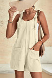 LC6412245-18-S, LC6412245-18-M, LC6412245-18-L, LC6412245-18-XL, LC6412245-18-2XL, Apricot Adjustable Straps Pocketed Textured Romper