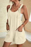 LC6412245-18-S, LC6412245-18-M, LC6412245-18-L, LC6412245-18-XL, LC6412245-18-2XL, Apricot Adjustable Straps Pocketed Textured Romper