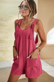 LC6412245-6-S, LC6412245-6-M, LC6412245-6-L, LC6412245-6-XL, LC6412245-6-2XL, Rose Adjustable Straps Pocketed Textured Romper