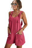 LC6412245-6-S, LC6412245-6-M, LC6412245-6-L, LC6412245-6-XL, LC6412245-6-2XL, Rose Adjustable Straps Pocketed Textured Romper