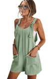LC6412245-9-S, LC6412245-9-M, LC6412245-9-L, LC6412245-9-XL, LC6412245-9-2XL, Green Adjustable Straps Pocketed Textured Romper