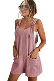 LC6412245-10-S, LC6412245-10-M, LC6412245-10-L, LC6412245-10-XL, LC6412245-10-2XL, Pink Adjustable Straps Pocketed Textured Romper