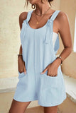 LC6412245-4-S, LC6412245-4-M, LC6412245-4-L, LC6412245-4-XL, LC6412245-4-2XL, Sky Blue Adjustable Straps Pocketed Textured Romper