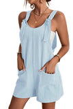 LC6412245-4-S, LC6412245-4-M, LC6412245-4-L, LC6412245-4-XL, LC6412245-4-2XL, Sky Blue Adjustable Straps Pocketed Textured Romper