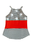 LC2568675-22-S, LC2568675-22-M, LC2568675-22-L, LC2568675-22-XL, Multicolor American Flag Color Block Sleeveless Top