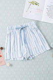 LC731251-4-S, LC731251-4-M, LC731251-4-L, LC731251-4-XL, Sky Blue Vertical Stripes Print Shorts with Pockets