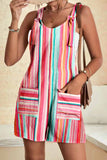 LC6412245-22-S, LC6412245-22-M, LC6412245-22-L, LC6412245-22-XL, LC6412245-22-2XL, Multicolor Adjustable Straps Pocketed Textured Romper