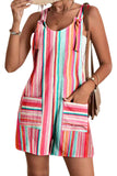 LC6412245-22-S, LC6412245-22-M, LC6412245-22-L, LC6412245-22-XL, LC6412245-22-2XL, Multicolor Adjustable Straps Pocketed Textured Romper