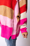 LC2723070-3-S, LC2723070-3-M, LC2723070-3-L, LC2723070-3-XL, Red Mix Horizon Stripes Dolman Sleeve Sweater