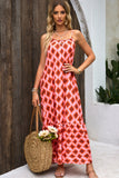 LC6115166-3-S, LC6115166-3-M, LC6115166-3-L, LC6115166-3-XL, Red Geometric Print Loose Fit Sleeveless Maxi Dress