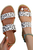 Women's Leopard Print Double Straps Slip-on Flat Slippers