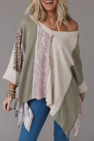 LC25121849-22-S, LC25121849-22-M, LC25121849-22-L, LC25121849-22-XL, LC25121849-22-2XL, Multicolor Exposed Seam Patchwork Oversized Top