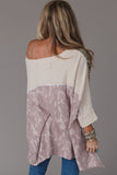 LC25121849-22-S, LC25121849-22-M, LC25121849-22-L, LC25121849-22-XL, LC25121849-22-2XL, Multicolor Exposed Seam Patchwork Oversized Top