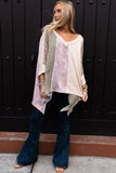 LC25121849-22-S, LC25121849-22-M, LC25121849-22-L, LC25121849-22-XL, LC25121849-22-2XL, Multicolor Exposed Seam Patchwork Oversized Top