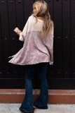 LC25121849-22-S, LC25121849-22-M, LC25121849-22-L, LC25121849-22-XL, LC25121849-22-2XL, Multicolor Exposed Seam Patchwork Oversized Top