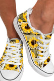 Women's Sunflower Print Lace Up Casual Sneakers