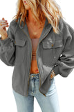 Women's Flap Pocket Drawstring Hooded Zip Up Jacket