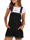 Women's Casual Adjustable Straps Stretch Denim Overalls Shorts