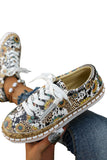 Western Leopard Print Sunflower Flat Shoes Zip Lace Up Lofaers