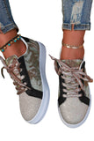 Women's Camo Patchwork Sequin Lace-Up Sneakers