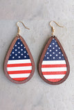 BH012981-5, Blue Wood Frame Leather Flag Earrings