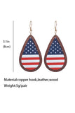 BH012981-5, Blue Wood Frame Leather Flag Earrings